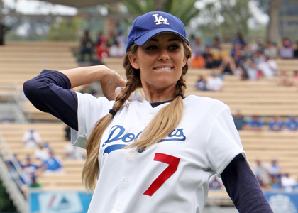 Lauren Conrad Kicks Off Dodgers Game